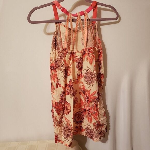 14 Maaji Orange Tan Hawaiian Floral blouse - Picture 2 of 6